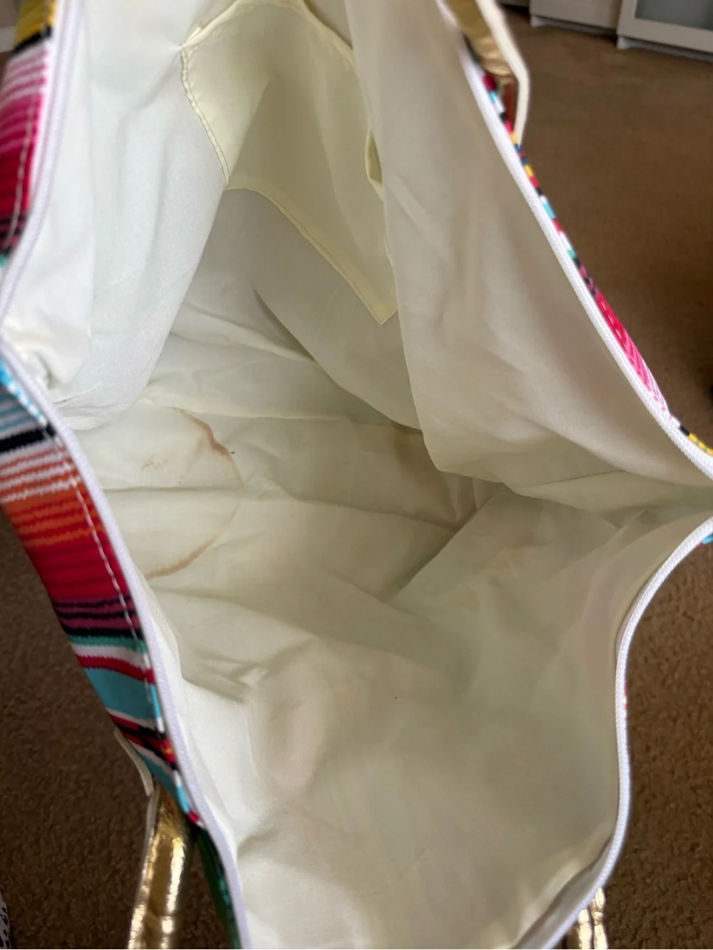 Source Unknown Multicolor Serape Tote with Gold Handles